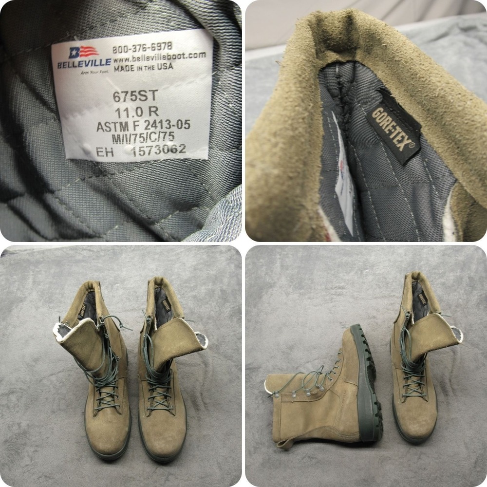 Belleville Mens Boots 11 R Combat Tan Suede Goretex Steel Toe 675ST USA NWD